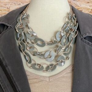 NWT Chico’s Leather Bib Necklace